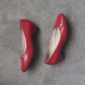 Hush Puppies Red Leather Low Heel Pumps